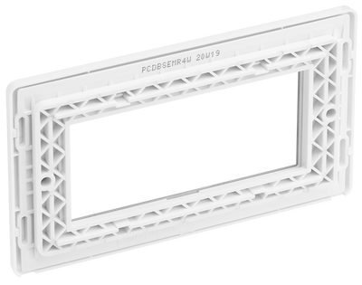 BG PCDBSEMR4W Brushed Steel Evolve 4 Euro Module Front Plate - White Insert