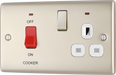  NPR70W Front - This 45A cooker control unit from British General includes a 13A socket for an additional appliance outlet, and has flush LED indicators above the socket and switch