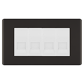 BG Screwless Black Nickel 4 Gang Secondary Telephone Socket, Screw Terminal - White Insert