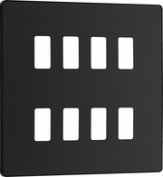 BG RPCDMB8B Evolve Grid Matt Black 8 Module Square Front Plate - Black Trim by British General (BG-RPCDMB8B-Shopify-SA_1)