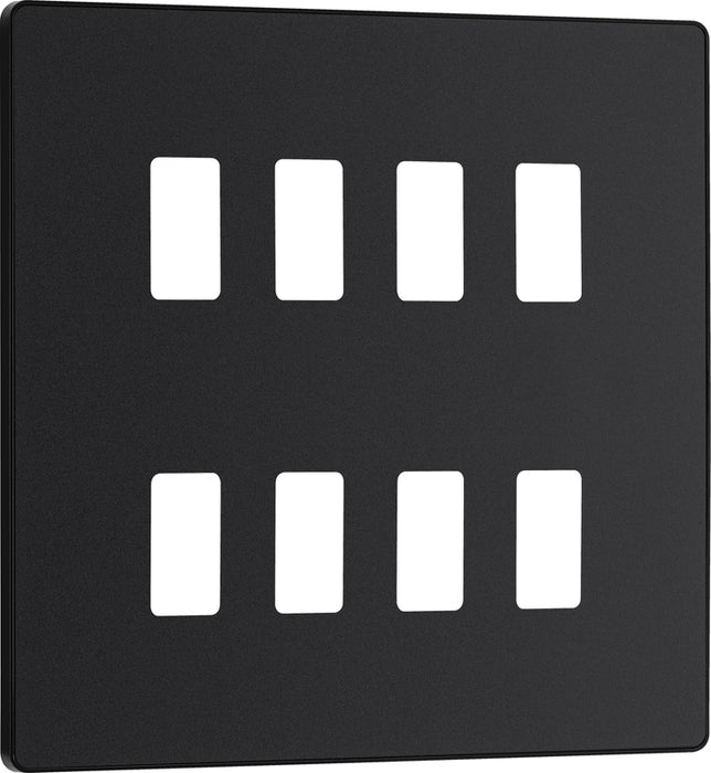BG RPCDMB8B Evolve Grid Matt Black 8 Module Square Front Plate - Black Trim
