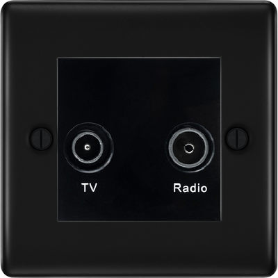 BG Nexus Metal Matt Black TV & FM Socket NFB66B by British General (BG-NFB66B)