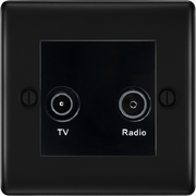 BG Nexus Metal Matt Black TV & FM Socket NFB66B by British General (BG-NFB66B)