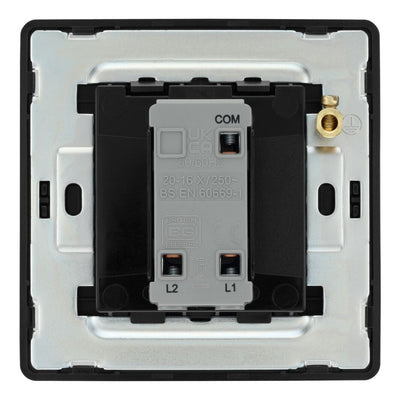 BG Evolve Black Chrome 2 Way Single Edge to Edge Rocker Switch PCDBC12EB with 35mm Steel Back Box