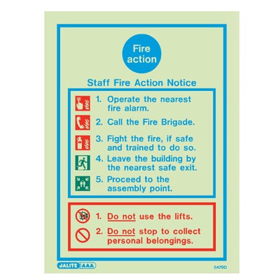 Extinguishers & Equipment: Fire Action Sign - Fire Safety Signs from Jalite Fire Action Sign - 1 by Jalite signs (Safelincs-JS5414D)
