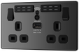 PCDBC22UWRB Front - This Evolve Black Chrome 13A double power socket with integrated Wi-Fi Extender from British General will eliminate dead spots and expand your Wi-Fi coverage.