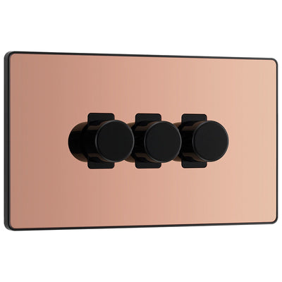BG Evolve Polished Copper 3 Gang Custom Grid Dimmer Light Switch PCDPC83B by British General (Evolve-PC-CUSTOM-3GANG-3xDIMMER)