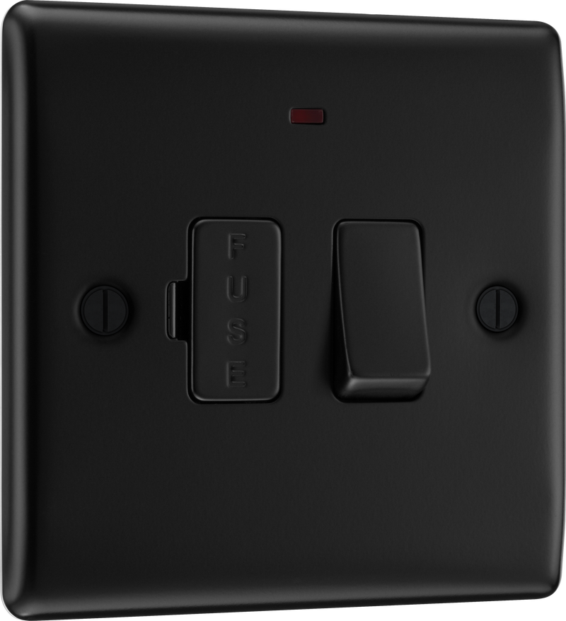 BG NFB52 Nexus Metal Matt Black 13A Neon Switched Fused Spur Unit