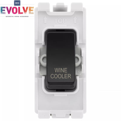 BG Evolve Black RRWCPCDB 20 Amp Double Pole Appliance Grid Switch Labelled Wine Cooler