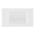 BG White Moulded 3 Gang Master Telephone Socket, Screw Terminal - White Insert