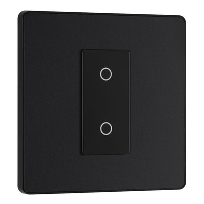 BG Evolve Matt Black Single Master Touch Dimmer Switch PCDMBTDM1B with 35mm Steel Back Box