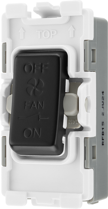 BG RFB15 Nexus Grid Matt Black 10A 3 Pole Fan Isolator Switch Module