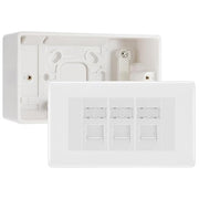 BG Nexus White RJ45 CAT6 Module with 3 Gang Faceplate, 3 Port Network Socket & 50mm Back Box (White Insert) by British General (BG-EMRJ45C6W-3G-50)