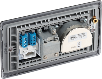 BG NFB68 Nexus Metal Triplex TV/FM/Sat Socket + Return & Tel. - Black Insert - Matt Black