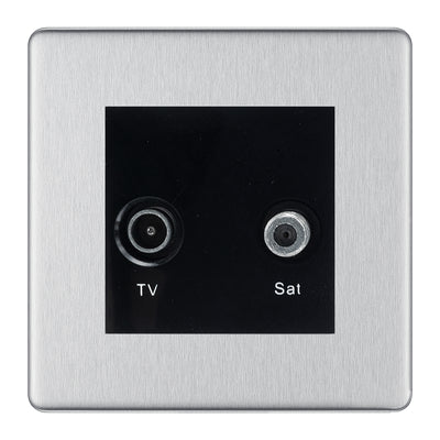 BG Screwless Brushed Steel TV & Satellite Socket FBSTVSATB by British General (BG-FBSTVSATB)