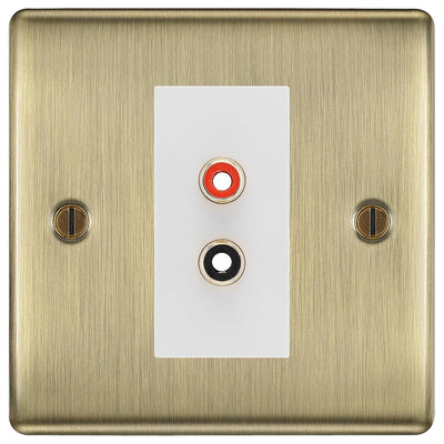 BG Nexus Antique Brass Euro Module RCA X 2 Outlet NABRCA2W by British General (BG-NABRCA2W)