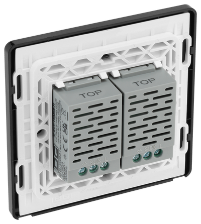 BG Evolve PCDMGTDS2B Matt Grey 2 Gang 200W Trailing Edge Secondary Touch Dimmer - Black Insert