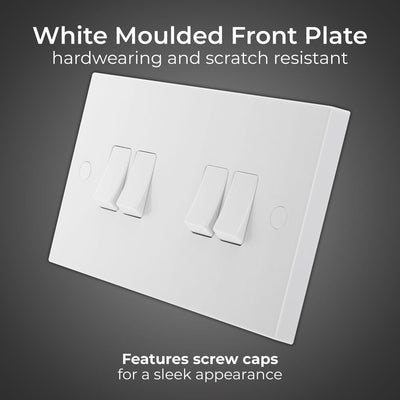 BG 944 Moulded Square Edge | White | 4 Gang 10AX 2 Way Plate Switch by British General (BG-944)