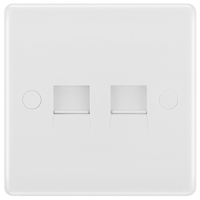 BG 8BTS/2 Moulded Round Edge | White | 2 Gang Slave Telephone Socket (Screw) by British General (BG-8BTS/2)