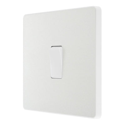 BG Evolve Pearlescent White 20A 2 Way Single Light Switch PCDCL12W with 35mm Steel Back Box