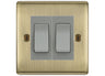 BG Nexus Antique Brass 2-Gang Light Switch 1x 2-Way + 1x Intermediate – Grey Inserts by British General (BG-Nexus-AB-2G-Combo-1x INT-1x 2WAY GR)
