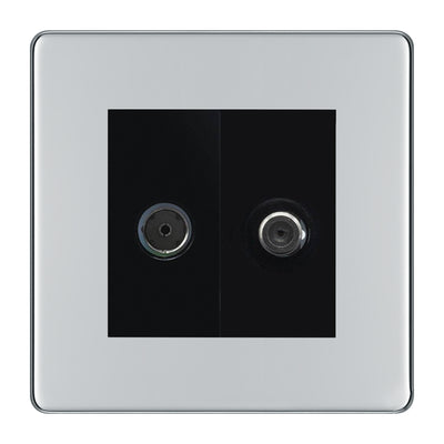 BG Flatplate Screwless Polished Chrome TV & Satellite Socket FPC65B by BG Nexus (BG-FPC65B)