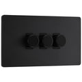 BG Evolve Matt Black 3 Gang Custom Grid Dimmer Light Switch PCDMB83B