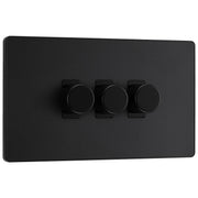 BG Evolve Matt Black 3 Gang Custom Grid Dimmer Light Switch PCDMB83B by British General (Evolve-MB-CUSTOM-3GANG-3xDIMMER)