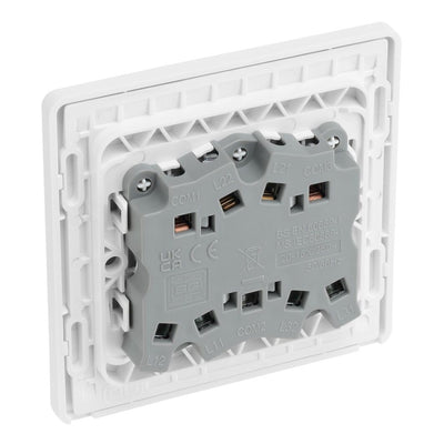 BG Evolve Pearlescent White 20A 16AX 2-Way Triple Light Switch PCDCL43W with 35mm Steel Back Box