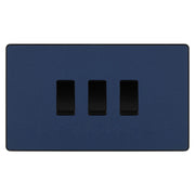 BG Evolve Matt Blue 3 Gang Custom Grid Switch 2x Intermediate 1x 2 Way Switch by British General (BG-Evolve-DB-3G-CUSTOM-2x INT-1x 2WAY SP)