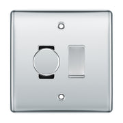 BG Polished Chrome 2 Gang Grid Switch 1x Trailing Edge LED Dimmer 1x 2 Way by British General (NEXUS-PC-2G-CUSTOM-1x-DIMMER-1x-2WAY)