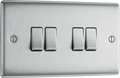 BG NBS44 Nexus Metal Brushed Steel 4 Gang 10A 10AX 2 Way Plate Switch