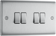 BG NBS44 Nexus Metal Brushed Steel 4 Gang 10A 10AX 2 Way Plate Switch by British General (BG-NBS44-Shopify-SA_1)