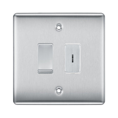 BG Brushed Steel 2 Gang 20 Amp Key Switch with 20 Amp Double Pole Switch by British General (BG-NEXUS-BS-2G-1x-KS-1x-DP)