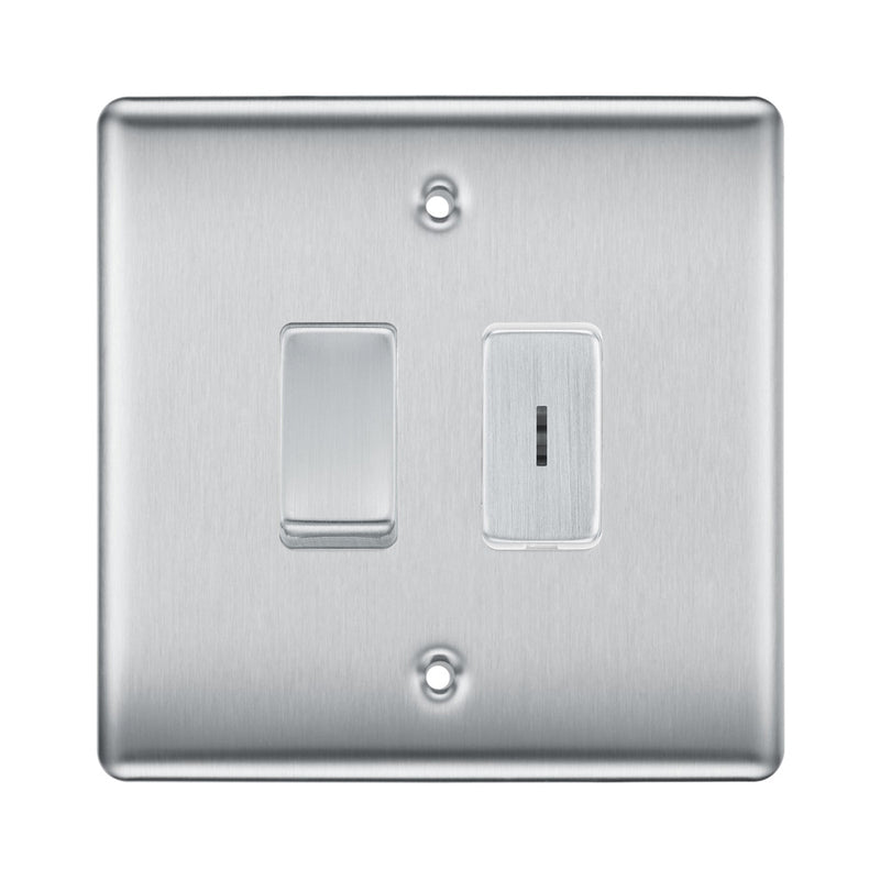 BG Brushed Steel 2 Gang 20 Amp Key Switch with 20 Amp Double Pole Switch