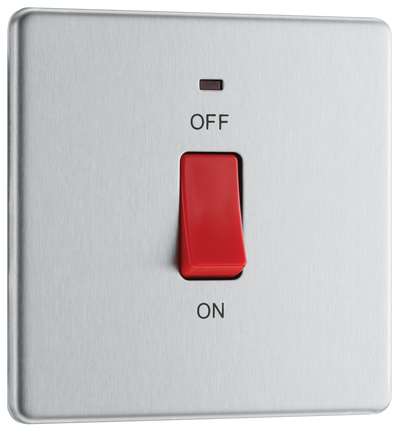 FBS74 Front - This 45A double pole switch with indicator from British General is ideal for use with cookers and ovens.