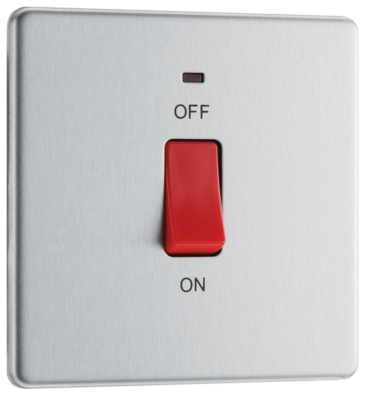 FBS74 Front - This 45A double pole switch with indicator from British General is ideal for use with cookers and ovens.