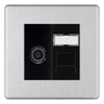 BG Screwless Brushed Steel TV Aerial & RJ45 CAT6 Data Socket - Black Insert by British General