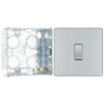 BG Screwless Polished Chrome 20A 16AX 2 Way Single Light Switch FPC12 with 35mm Steel Back Box