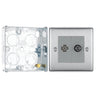 BG Nexus Brushed Steel 2 Gang Satellite & Co-axial Socket NBS65 with 25mm Steel Back Box by British General (BG-NBS65+HGS02)