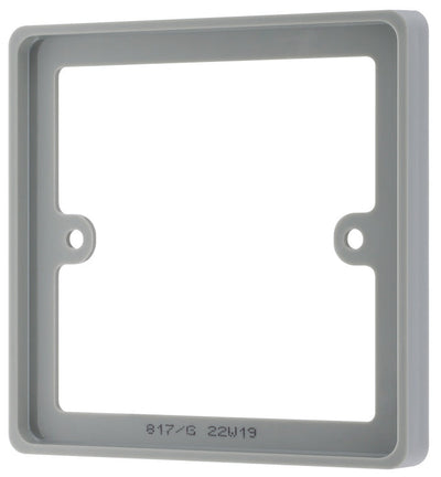BG Nexus Grey 1 Gang Single 10mm Depth Square Spacer Frame Back Box Plate by British General (BG-817/G)