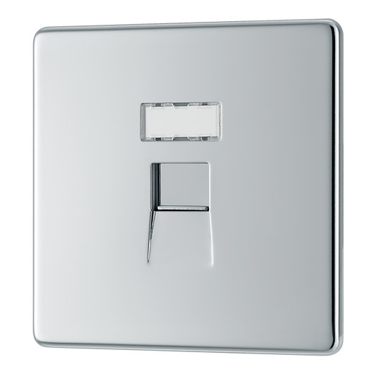 FPCRJ451 Front - This RJ45 ethernet socket from British General uses an IDC terminal connection and is ideal for home and office providing a networking outlet with ID window for identification.