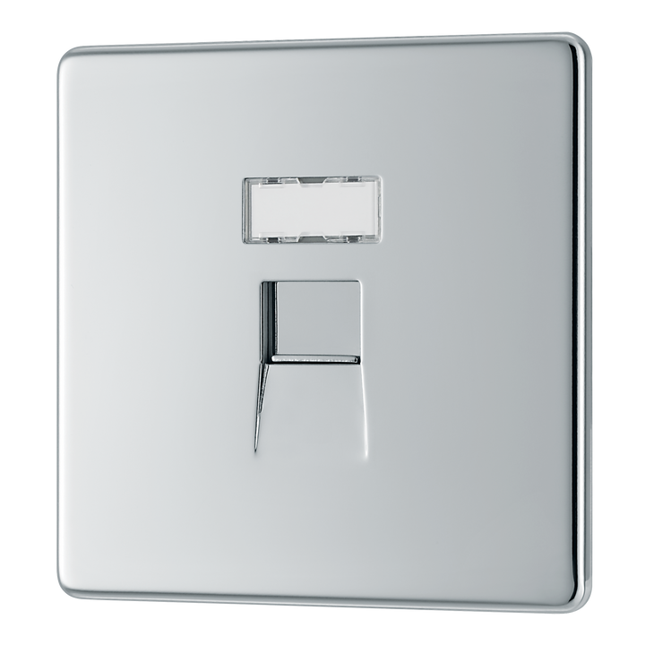 FPCRJ451 Front - This RJ45 ethernet socket from British General uses an IDC terminal connection and is ideal for home and office providing a networking outlet with ID window for identification.