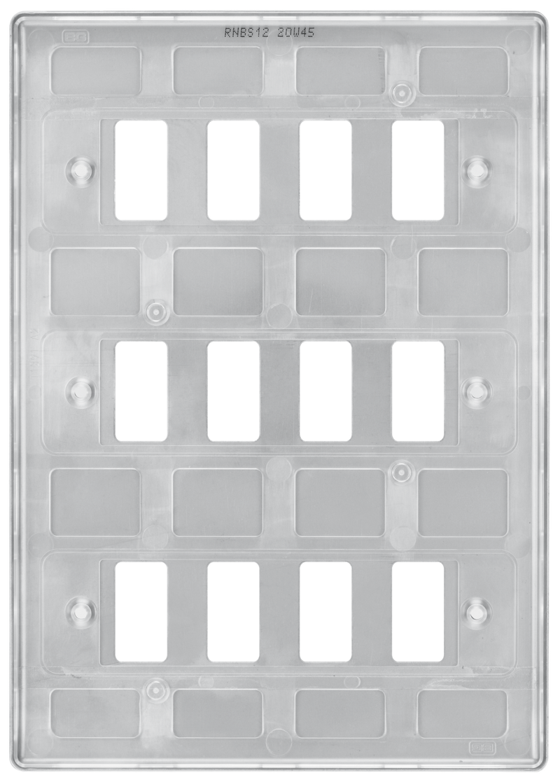 BG RNBS12 Nexus Grid Brushed Steel 12 Module Front Plate