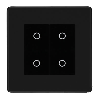 BG Nexus Screwless Matt Black Double Secondary Touch Dimmer Switch Black Inserts