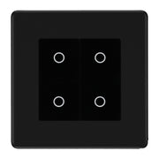 BG Nexus Screwless Matt Black Double Secondary Touch Dimmer Switch Black Inserts