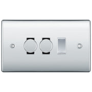 BG Polished Chrome 3 Gang Light Switch 2x Trailing Edge LED Dimmer 1x 2 Way Custom Switch by British General (NEXUS-PC-3G-CUSTOM-2xDIMMER-1x 2Way)