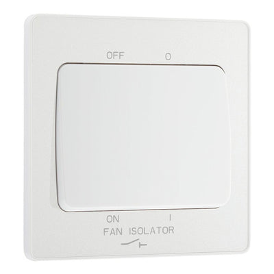 BG Evolve Pearlescent White 10A Triple Pole Fan Isolator Switch PCDCL15W with 35mm Steel Back Box