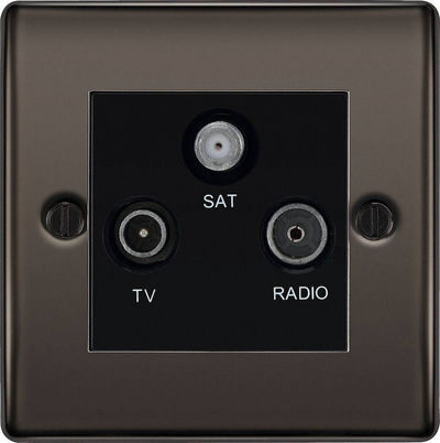 BG Nexus Metal Black Nickel TV/FM/SAT Socket NBN67B by British General (BG-NBN67B)