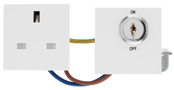 BG EMKYSWSW Euro Module 13A DP Key Controlled Switched Socket - White